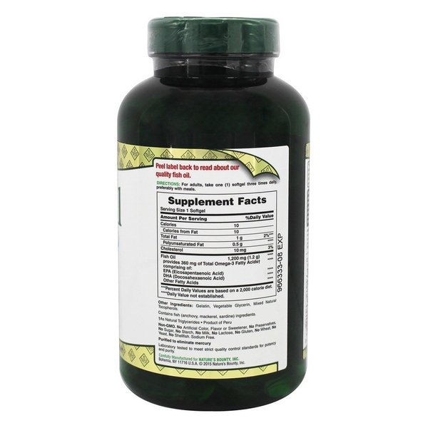 Nature's Bounty Fish Oil, Supports Heart Health, 1200 Mg, Rapid Release Softgels, 200 Ct