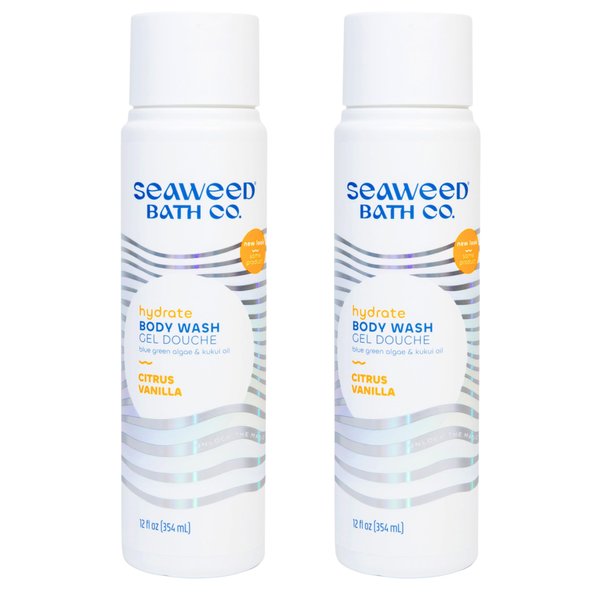 Seaweed Bath Co. Hydrate Body Wash, Citrus Vanilla Scent, 12 Ounce (Pack of 2), Shower Gel for Men & Women, Vegan, Paraben Free, Sulfate Free, Cruelty Free
