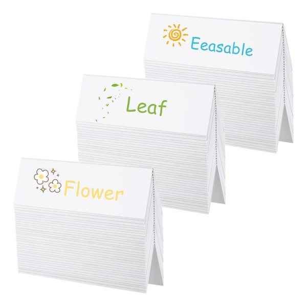 WUPYI Reusable Name Tent Cards,100 Pieces Dry Erase Name Tent Table Cards Desk Name Tags Classroom Wedding Guest Name Plate