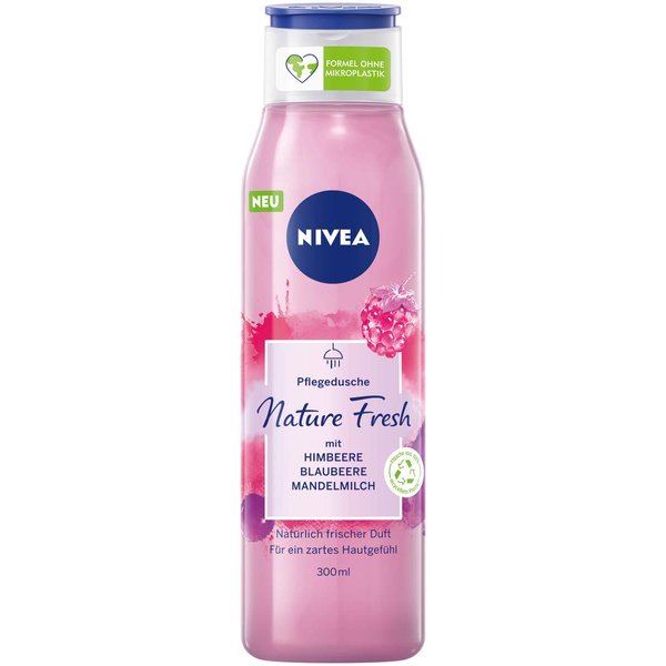 NIVEA Fresh Blends Raspberry (300 ml), Raspberry Scented Environmentally Friendly Shower Gel, Fruity Shower Gel for Women, Vegan Shower Gel with Blueberry and Almond Milk