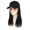 AliRobam Hat Wig Pre-Twisted Passion Twist Hair Braids with Baseball Cap Synthetic Bomb Twists Hair Wig Hat Adjustable Black Baseball Hat Wig for Black Women (14inch, 1B)