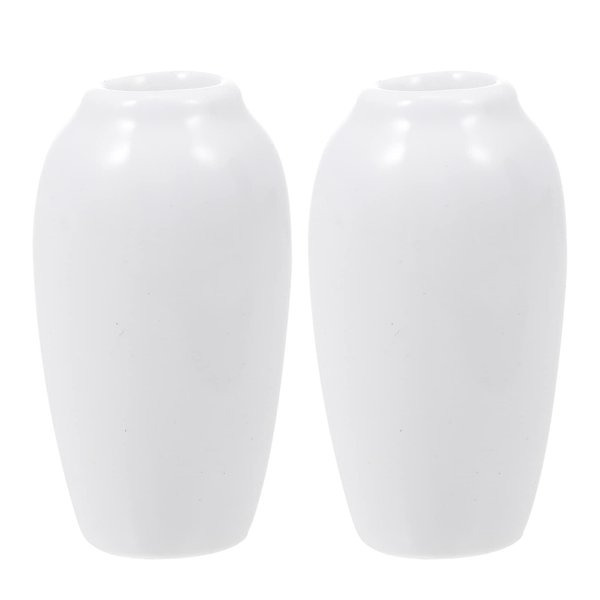 SEWACC 2Pcs Miniature Ceramic Vase Dollhouse Mini Vase Model Furniture DIY Doll House Vase Micro Landscape Fairy Garden Decoration ( White )
