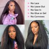 DMS V Part Wig Human Hair Wigs for Black Women Kinky Straight V Part Wig 12A Virgin Hair No Lace Upgrade U Part Human Hair Wigs Full Head Clip in Half Wig V Shape Wigs (16inch)