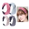 4 Pcs Check Gingham Turban Headbands Lattice Cross Knot Headband Cloth Wrapped Plastic Headwear Hair Bands Hair Hoop Party Favors Hair Accessories For Girls Woman (Color Random)