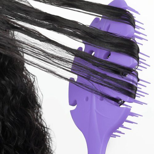 2-Pack Curl Defining Brush for Curly Hair - Flex Scented Detangling Brush - Essential Oil Infused Styling Tool for Wet Dry Thick Natural 3a to 4c Kinky Straight Wavy Hair - Lavender Purple