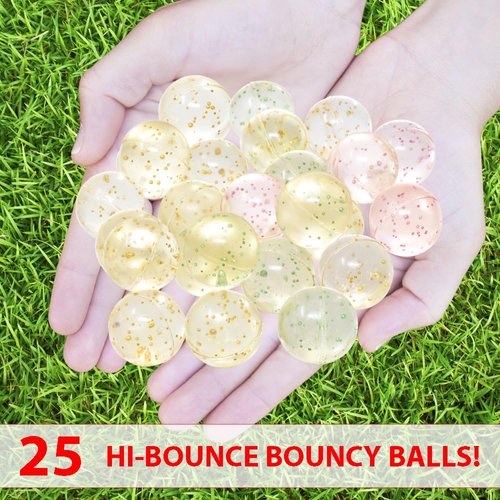 25 Bouncy Balls for Kids Party Favors | Clear Bouncy Ball 27mm | Superball Small Rubber Balls for Kids
