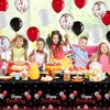 Birthday Party Decorations Confetti Balloons Kit Happy Birthday Photography Backdrop Banner Tablecloths for Boys Girls Men Women Birthday Party Supplies Decor (Red and Black)