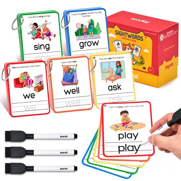 JoyCat Sight Words Kids Writing Flash Cards, 220 Dolch & Fry High Frequency Sight Words Game Educational Toy for Preschool Kindergarten 3 4 5 Years Old Toddlers 1st 2nd 3rd Grade