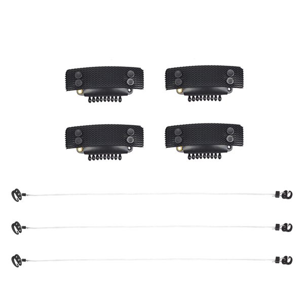 3 Pcs Invisible Elastic Wire Fishing Line with 4 Pcs Stickable Wig Clips for Hair Extensions (Black)