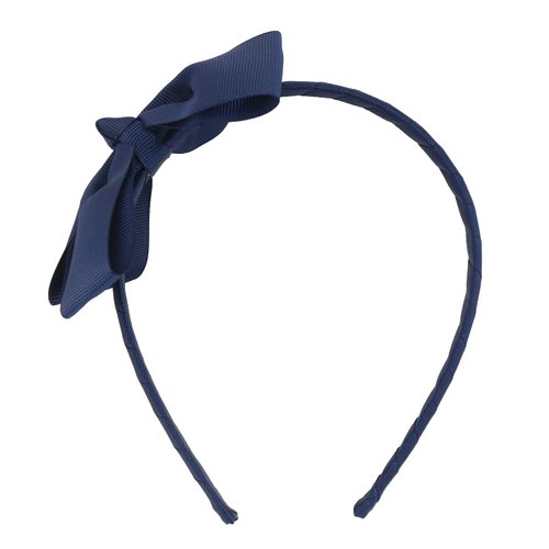 MEEDEE Navy Bow Headband for Girls Grosgrain Ribbon Hair Hoop Headband for Toddlers Kids Party Decoration Cosplay Costume Headwear Makeup Handmade Hair Band