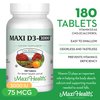 Maxi Health Kosher Vitamin D3 3000 IU (75 mcg) - Pure Vitamin D 3000 IU for Healthy Bones, Teeth, Immune Support - High Absorption Vit D3 (180 Tablets)