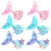 YARIEW 6 Pcs Mermaid Hair Clips for Girls Seashell Hair Clips Sparkly Sequins Fish Tail Starfish Mermaid Hair Accessories Glitter Hair Barrettes for Little Girls Mermaid Birthday Decorations (Set 3)