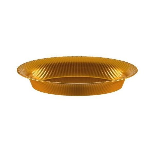 EcoQuality 11 x 16 Inch Gold Oval Plastic Bowl – Disposable Large Serving Bowl for Salads, Fruits, Snacks, Catering, Buffet Displays, Party Table Centerpiece, Reusable Lightweight (2)