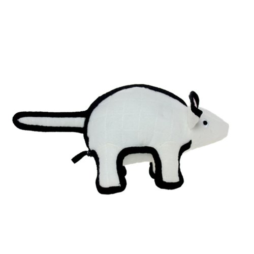 TUFFY - World's Tuffest Soft Dog Toy - Barnyard Mouse - NO Squeakers - Multiple Layers. Made Durable, Strong & Tough. Interactive Play (Tug, Toss & Fetch). Machine Washable & Floats. (Regular White)