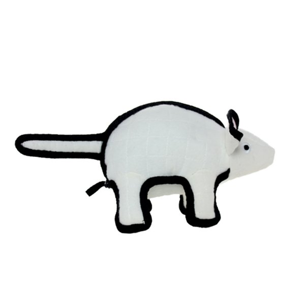 TUFFY - World's Tuffest Soft Dog Toy - Barnyard Mouse - NO Squeakers - Multiple Layers. Made Durable, Strong & Tough. Interactive Play (Tug, Toss & Fetch). Machine Washable & Floats. (Regular White)