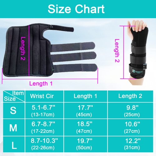 TANDCF Unisex Forearm and Wrist Support Splint Brace Double Fixation Wrist Brace for Carpal Tunnel,Adjustable Night Time Forearm Immobilizer Brace Splints,9.8 inch (25cm) length(LH/S)