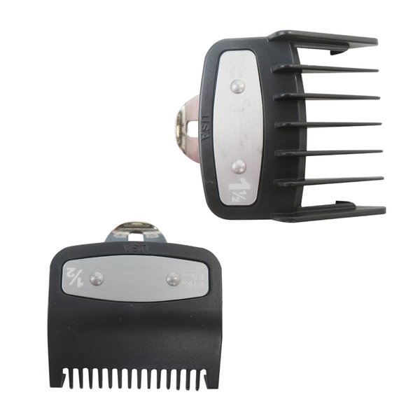 2 Pack Essential Guard Sizes Premium Clipper Guards with Metal Clips for Wahl Clippers - 1 1/2”& 1/2” Sizes (1.5, 4.5 mm) - Fits For Wahl Guide Combs