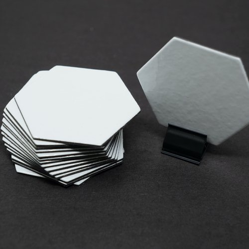 Value Pack of 15 - Dry Erase - Reusable - Blank 2" Hexagon Hex Board Game Chits Tiles Counters Markers DIY D&D