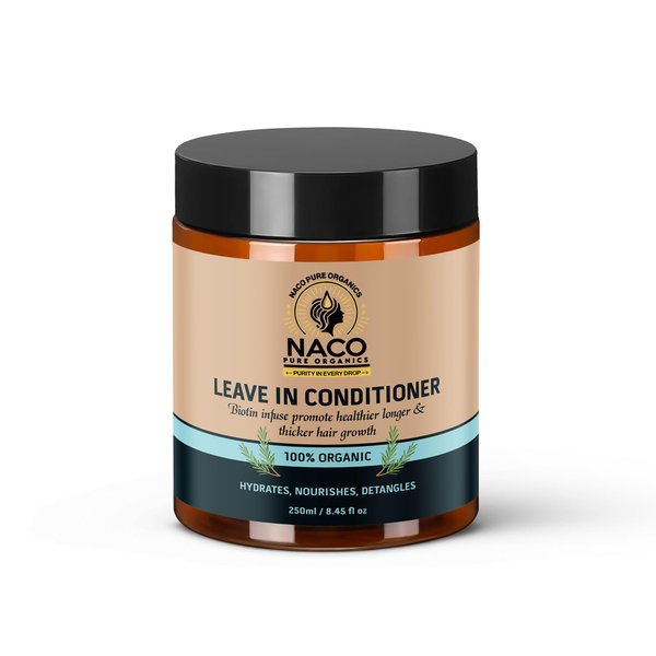 NACO PureOrganics Leave-In Hair Conditioner 100% Natural, chemical Free, 8 Fl Oz