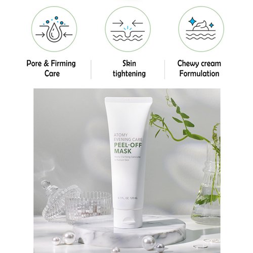 Atomy Evening Care Peel Off Mask Pack - Pore Tightening, Clarifying, Firming for Skincare Routine, Made in Korea