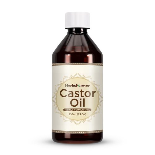 Herbsforever Castor Oil Ricinum Communis Seeds Oil Maintain Healthy Skin, Hair, Lashes & Brows Cold Pressed Premium Oil Non GMO, Vegan 7.1 fl oz 210 ml