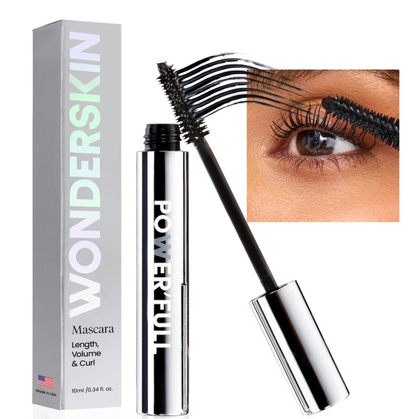 Wonderskin Mascara - Black Mascara for Volume, Length, and Curl - Lengthening, Volumizing Lash Mascara & Smudge Proof Eyelash Mascara