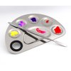 Miamay semicircle Makeup Palette Stainless Steel 6-dents Nail-art Cosmetic Artist Mixing Palette with 6 Inches Spatula Tool
