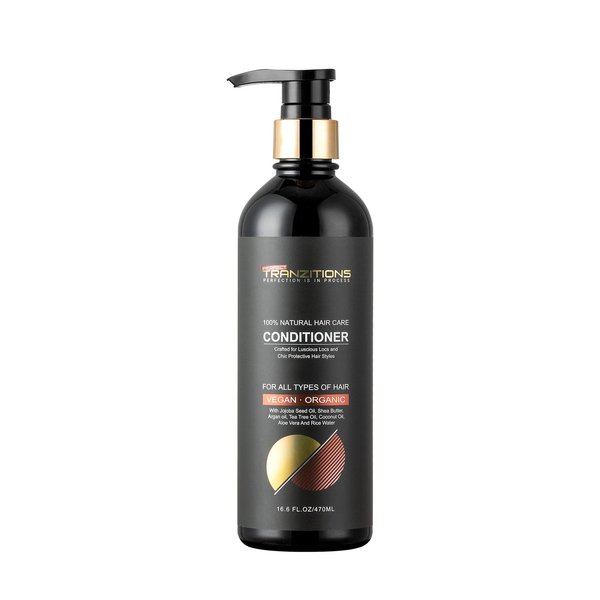 Perfect Tranzitions All Natural Conditioner For Dry Damaged Hairs - Nourishing & Moisturizing Conditioner with Argan, Tea Tree, Jojoba & Coconut Oil Organic Conditioner For Women & Men 16.6 Fl oz