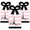 Big Dot of Happiness Paris, Ooh La La - Square Favor Gift Boxes - Paris Themed Baby Shower or Birthday Party Bow Boxes - Set of 12