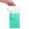 BLUE PANDA 20 Pack Small Teal Gift Bags with Handles, Tag, and Tissue Paper Sheets for Baby Shower, Valentines, Birthday, Wedding, Anniversary Party Favors and Goodies, 7.9x5.5x2.5 in