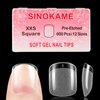 600Pcs Extra Short XXS Square Gel Nail Tips,SINOKAME Small Petite Pre-etched Full Cover Fake Nails for Short Regular Nail Beds, Extra Short Squoval Clear Press on Glue on Acrylic Nails Extension