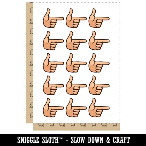 Finger Gun Hand Pointing Temporary Tattoo Water Resistant Fake Body Art Set Collection - 15 2" Tattoos (1 Sheet)