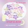 YAEISM 24PCS Pink Bow Hair Clips 3 Color Star Snap Clips Cute Mini Bow Hair Ribbon Non Slip Y2K Star Hair Barrettes for Girls Women