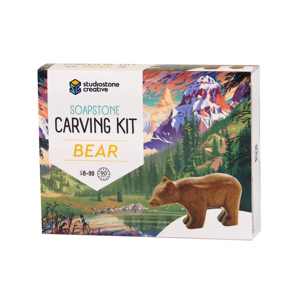 STUDIOSTONE CREATIVE DIY Arts & Crafts Carving Kit Kids Adults Bear Sculpture Soapstone