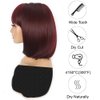 GUOJIAN 12 Inch Short Bob Wigs with Bangs Straight Bob Wigs for Women Synthetic Bob Wigs Natural Looking for Daily Party Cosplay (12inch, wine red)