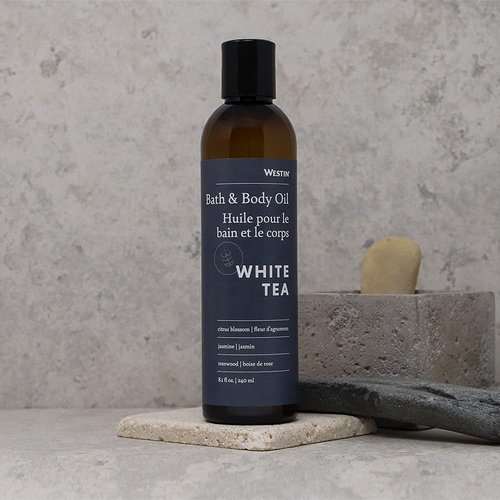 Westin White Tea Aloe Bath & Body Oil - Soothing, Invigorating Bath and Massage Oil with White Tea and Aloe - 8 Ounces