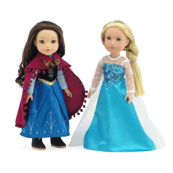 Emily Rose 14 Inch Doll Clothes Clothing Accessories | Princess Elsa and Anna-Inspired 14" Doll Dress Ball Gown Costume Gift Set Outfit Bundle | Fits Most 14"-14.5" Hard-Bodied Dolls