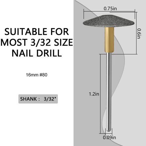 C12rtive Pedicure Drill Bit, Diamond Carbide Foot Nail Drill Bit,Stainless Steel Professional Pedicure Foot Calluses Sanding Polishing Bits for Cracked Skin Callus Removal for Home Salon & DIY(Medium)