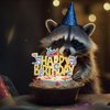 Raccoon Happy Birthday Cake Topper Raccoon Birthday Party Decoration Gold Glitter Woodland Birthday Party Cake Pick for Raccoon Theme Birthday Party Woodland Forest Baby Shower Supplies