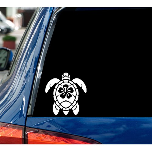 Hibiscus Sea Turtle Car Decal - Stickers for Laptop - Durable Vinyl Car Decal - Easy to Apply and Remove - Outdoor and Indoor Use - Adds A Personal Touch to Your Ride