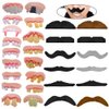 Odowalker 17pcs Different Style Fake Teeth & 12pcs Novelty Mustaches,Funny Halloween Novelty Billy Bob Teeth Ugly Fake Teeth False Vampire Fangs Props Costume Party Funny Gag Gift.