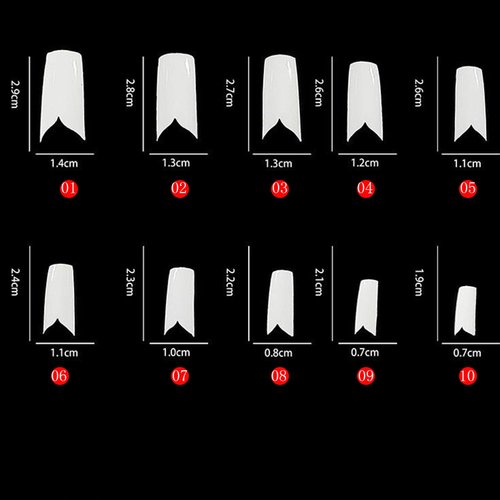 enForten White V Shape Designer False French Nail Art Tips Pack of 500pcs