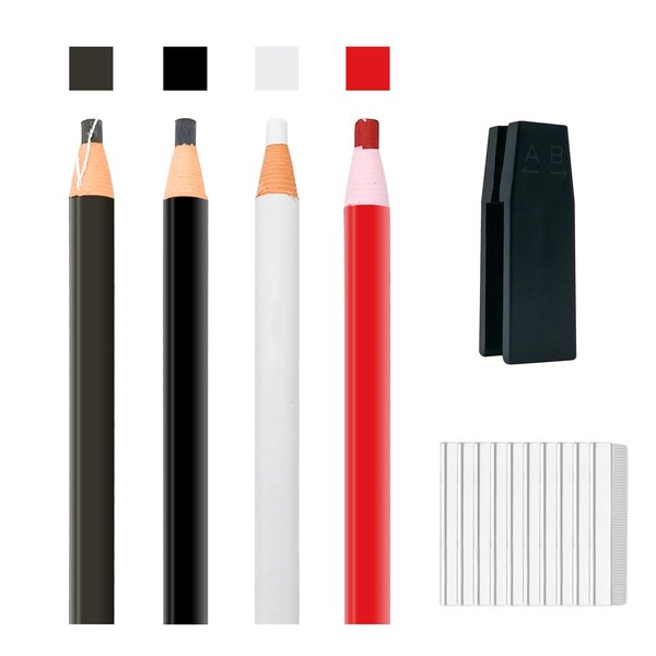 Brow Pencil Kit Waterproof Eyebrows Pencil Tattoo Makeup And Microblading Supplies Permanent Peel-off Eye Brow Pen Set with 4 Colors（Black,Dark Brown,White,Red)