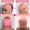 GIRLOFDREAMS Pink Bob Wig Human Hair 13x4 Straight Lace Front Wigs Glueless 180 Density Pre Plucked with Baby Hair Short Brazilian Remy Colored Hair Transparent Frontal Lace Wigs for Black Women
