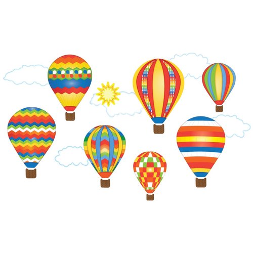 Hot Air Balloons Wall Decals Primary Colors Eco-Friendly Matte Fabric Wall Stickers