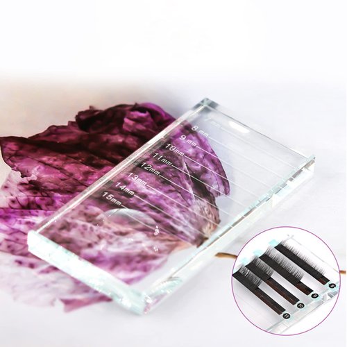 2 Pack Crystal Lash Trays for Lash Extensions, Lash Tile, Transparent Adhesive Glue Holder Lash Tiles for Lash Extension, Glass Eyelash Lash Trays Pallet, 5.9 x 3.9 x 0.3In