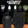 Army Universe Black Genuine GI 1 Quart Plastic Canteen & Black MOLLE II Canteen Cover & Utility Pouch