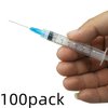 100 Pack 3ml 23Ga Plastic Syringe with Measurement for Scientific Labs, Industrial Dispensing Animal and Pet Supplies, Disposable Individually Wrapped (100, 3ml-23Ga)