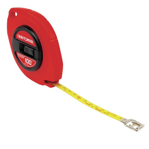 CRAFTSMAN 100-ft Tape Measure, Easy-Wind Steel Blade (CMHT34216)