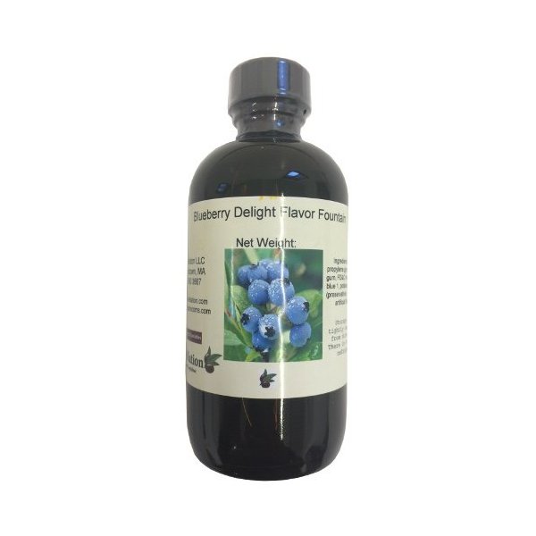 OliveNation Blueberry Delight Flavor Fountain, Water Soluble Ice Cream and Beverage Flavoring and Coloring, Low Sugar, Non-GMO, Kosher, Gluten Free, Vegan - 8 ounces